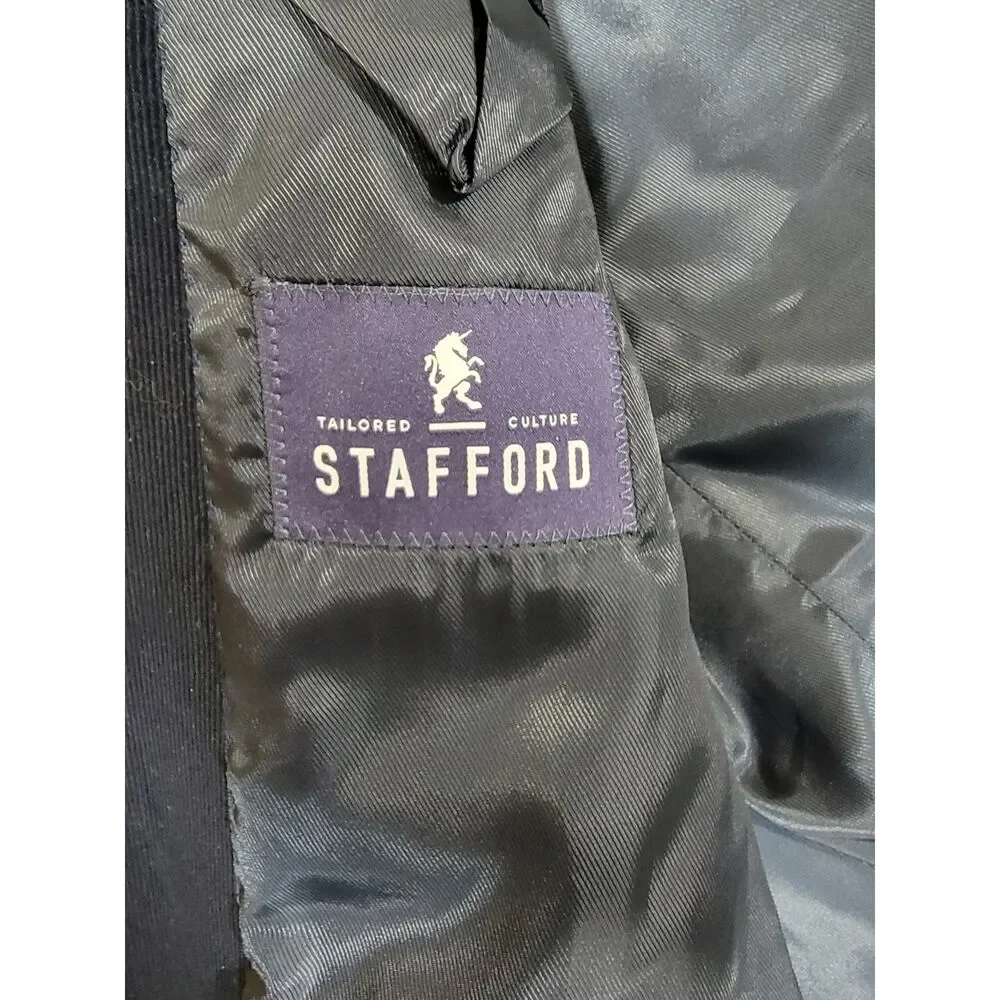 Stafford Signature 2-Button Navy Corduroy Suit Jacket Sport Coat Blazer - 38R